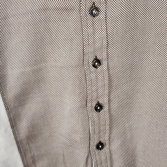 Biedermann Beige White Colorblock Woven 100% Cotton Button Front Shirt - Picture 2 of 6